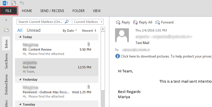 MS Outlook 2013