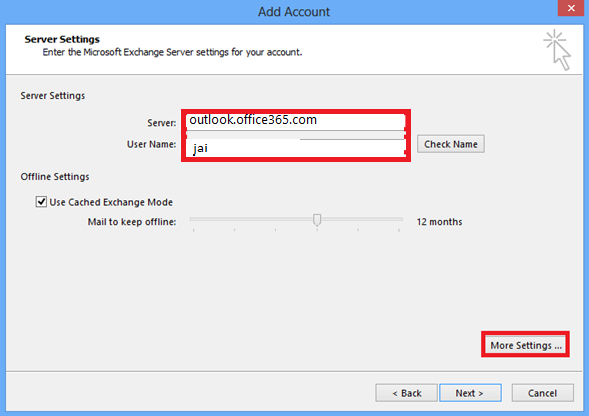enter office 365 credentials for account setup