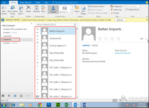 restaurar contatos excluídos em relação ao Outlook
