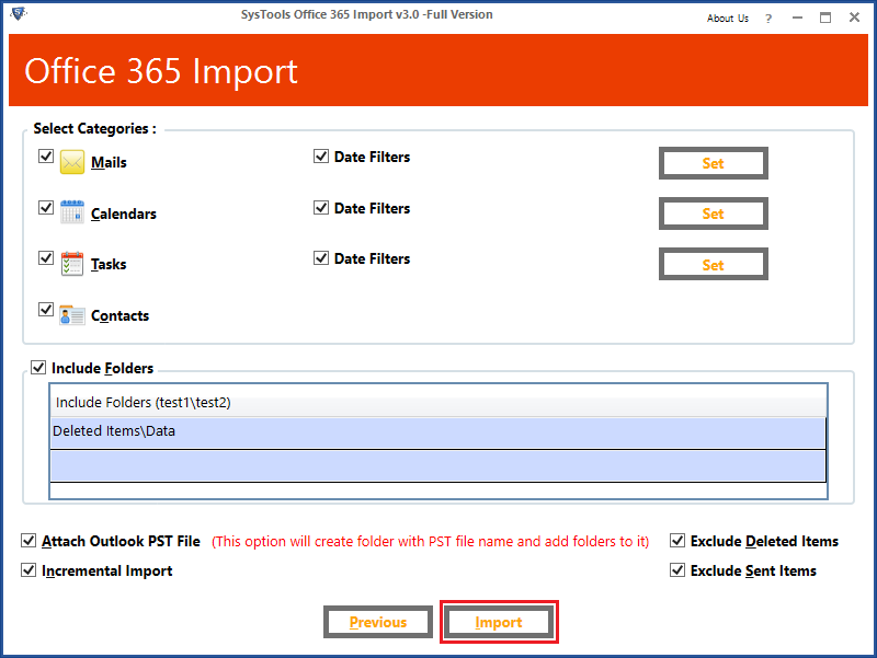 Import PST to Online Archive Office 365