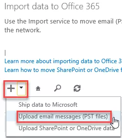 upload pst files for pst to office 365 migration