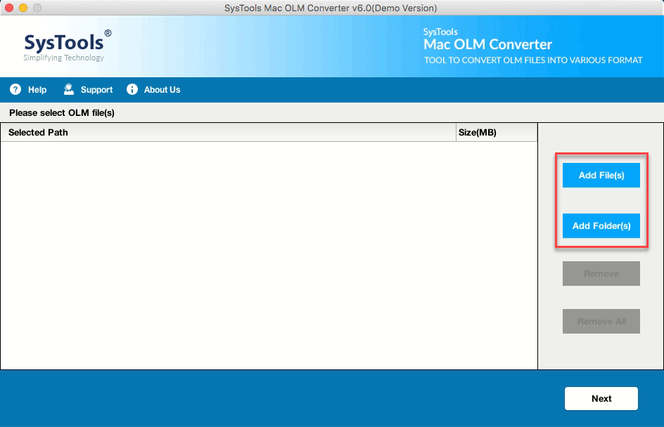 Mac OLM Converter Add
