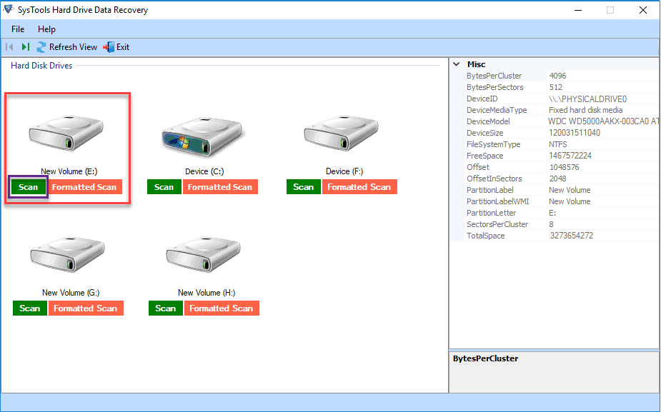 scanning options