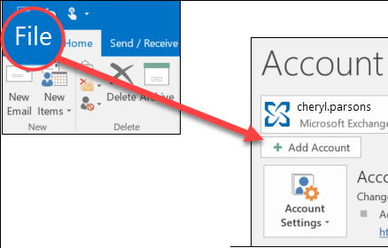 open MS Outlook and Add account