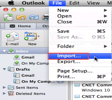 import mbox file of apple mail to outlook 2016 mac