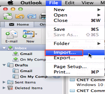 import mbox file into outlook 2016