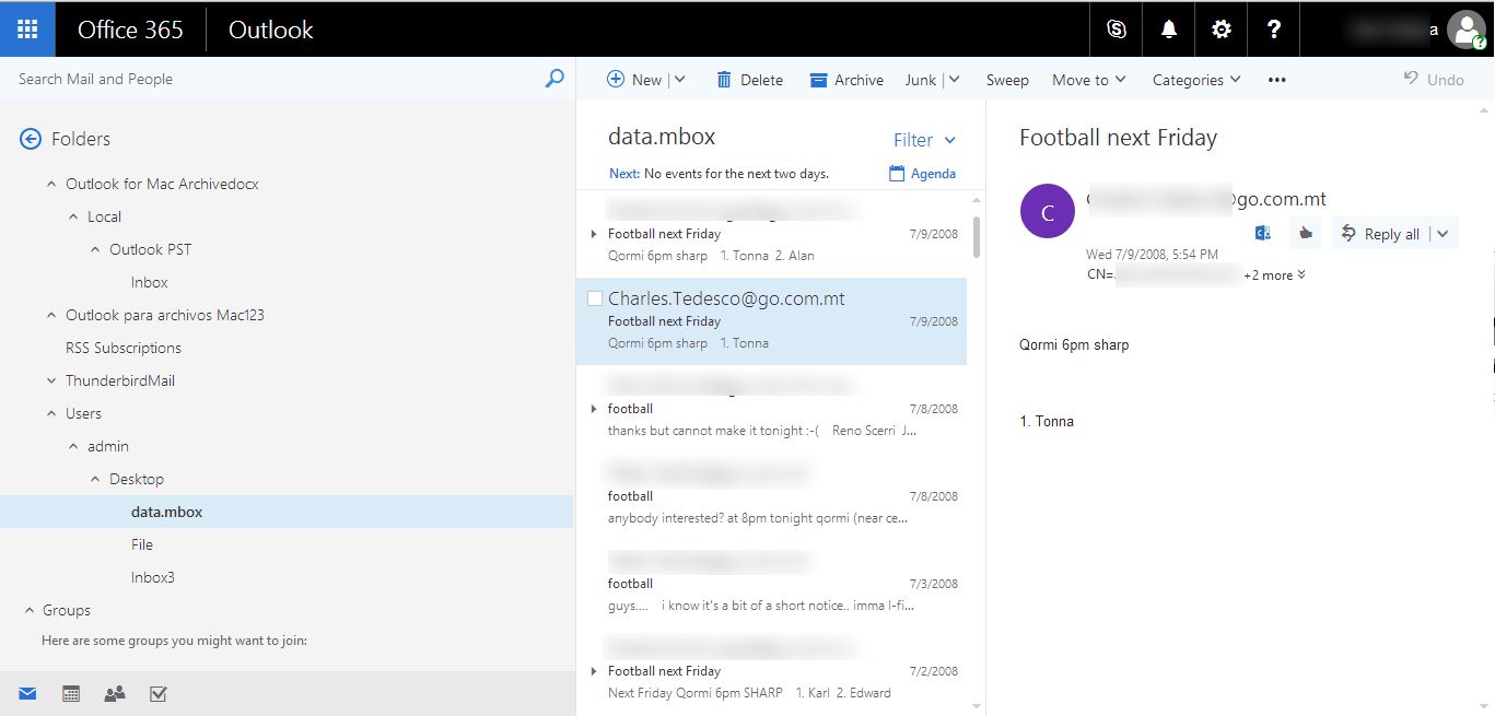 import emails from gmail to office 365