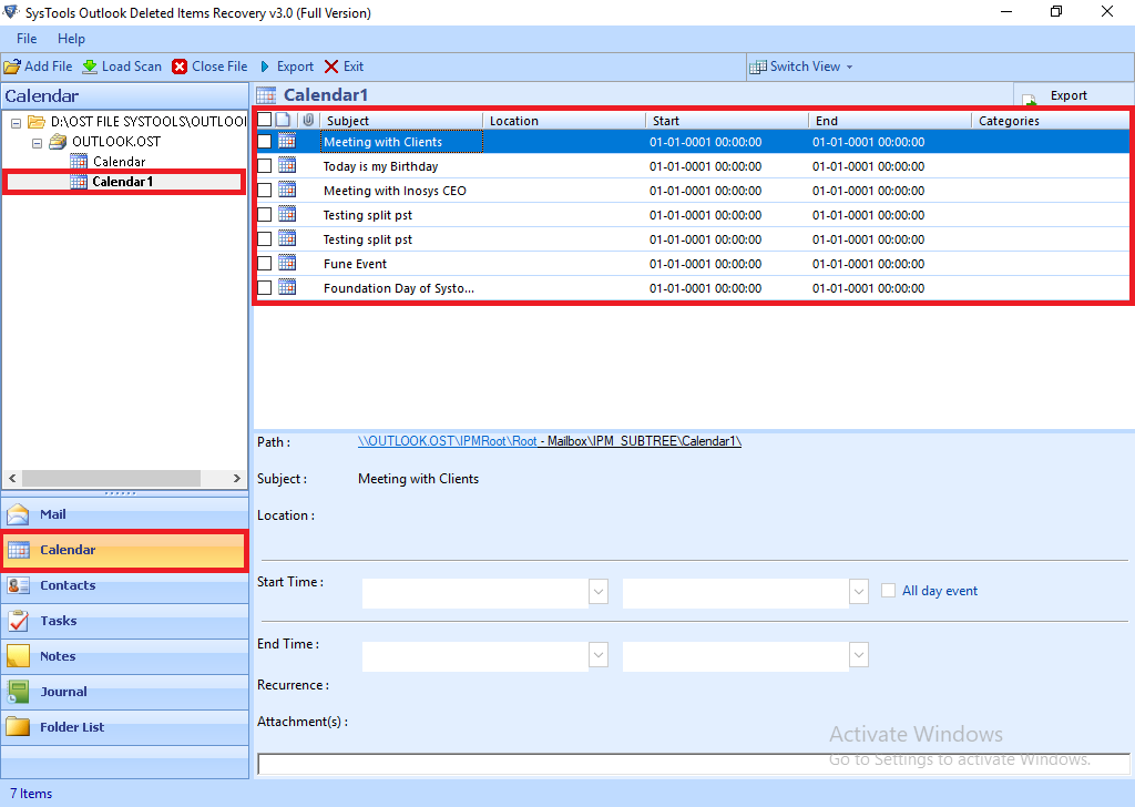 recover deleted meetings outlook