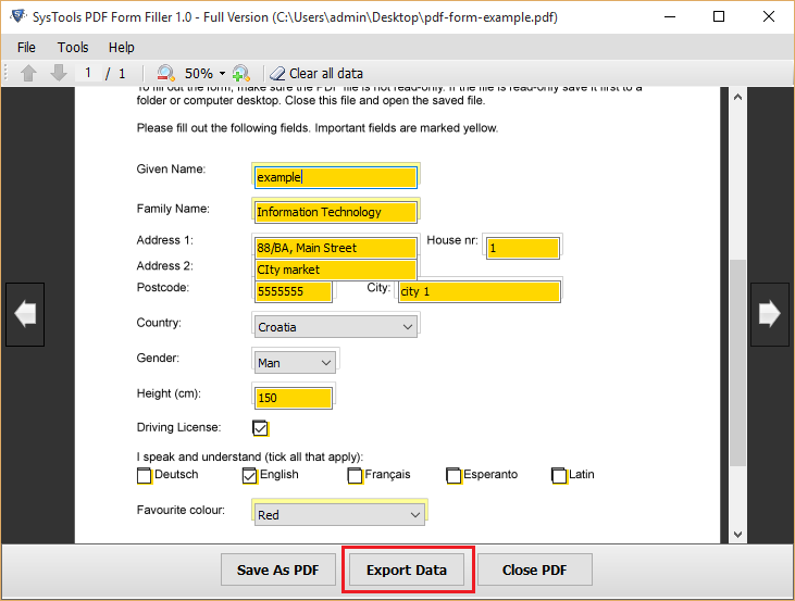 export data