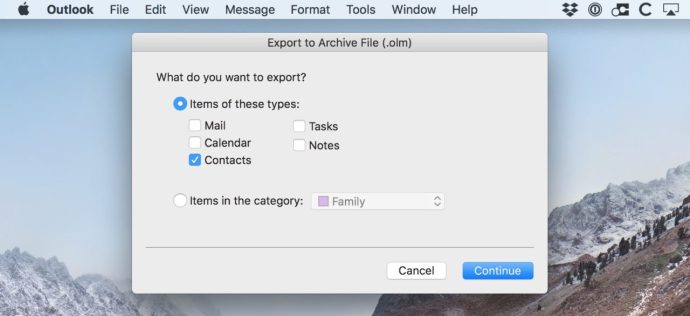 how to export contacts from outlook 2016 for mac to excel