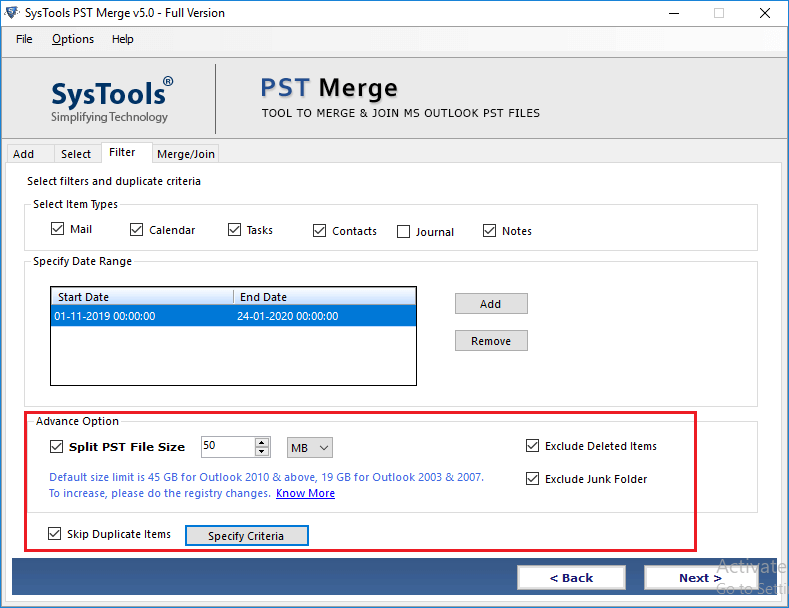 Consolidate PST Files