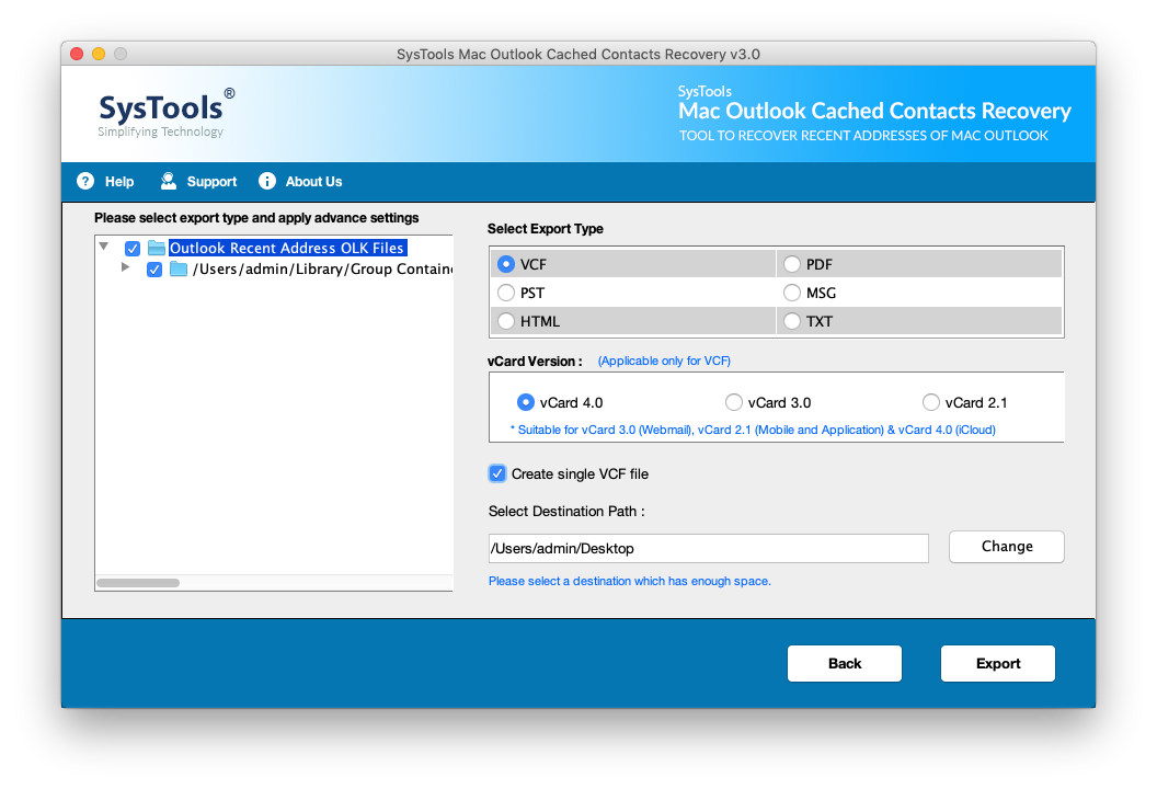 export recent addresses Outlook Mac