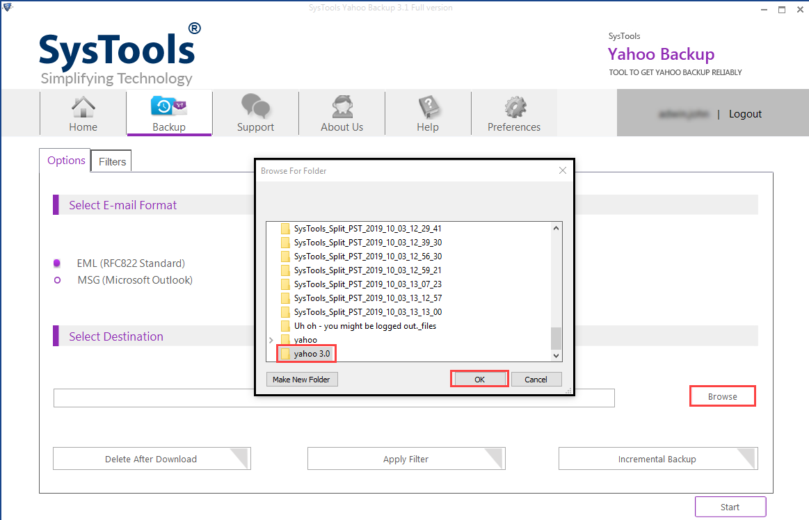 Step 3 - Zimbra Yahoo Mail Backup