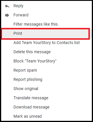 select the print option