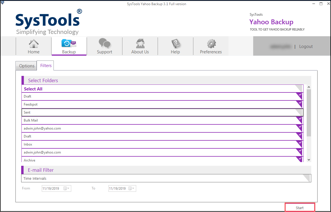 Step 4 - Zimbra Yahoo Mail Backup