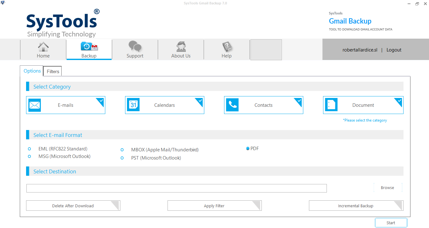 select the item type to export