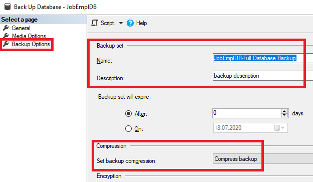 Compress Backup in types of backups in SQL server 