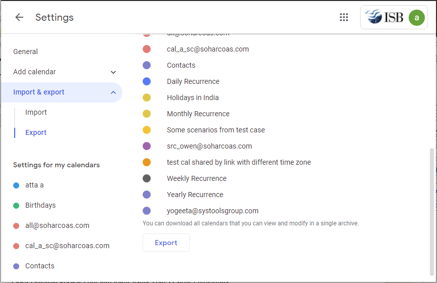 import and export g suite calendar