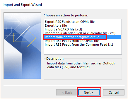 Import from another program or file