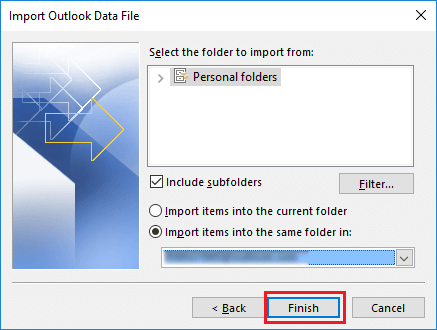 using import option