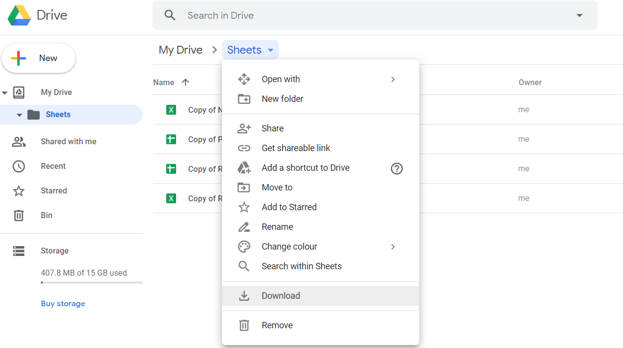 download multiple sheets