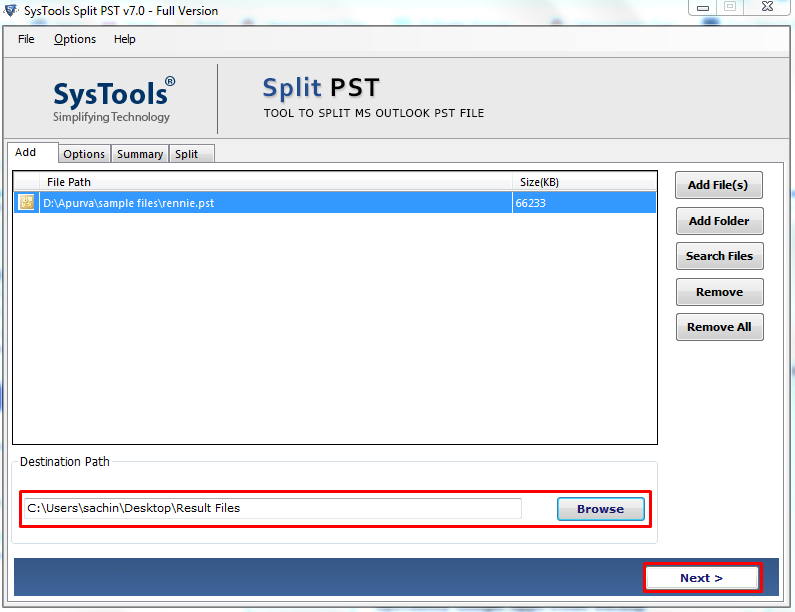 Add Split PST