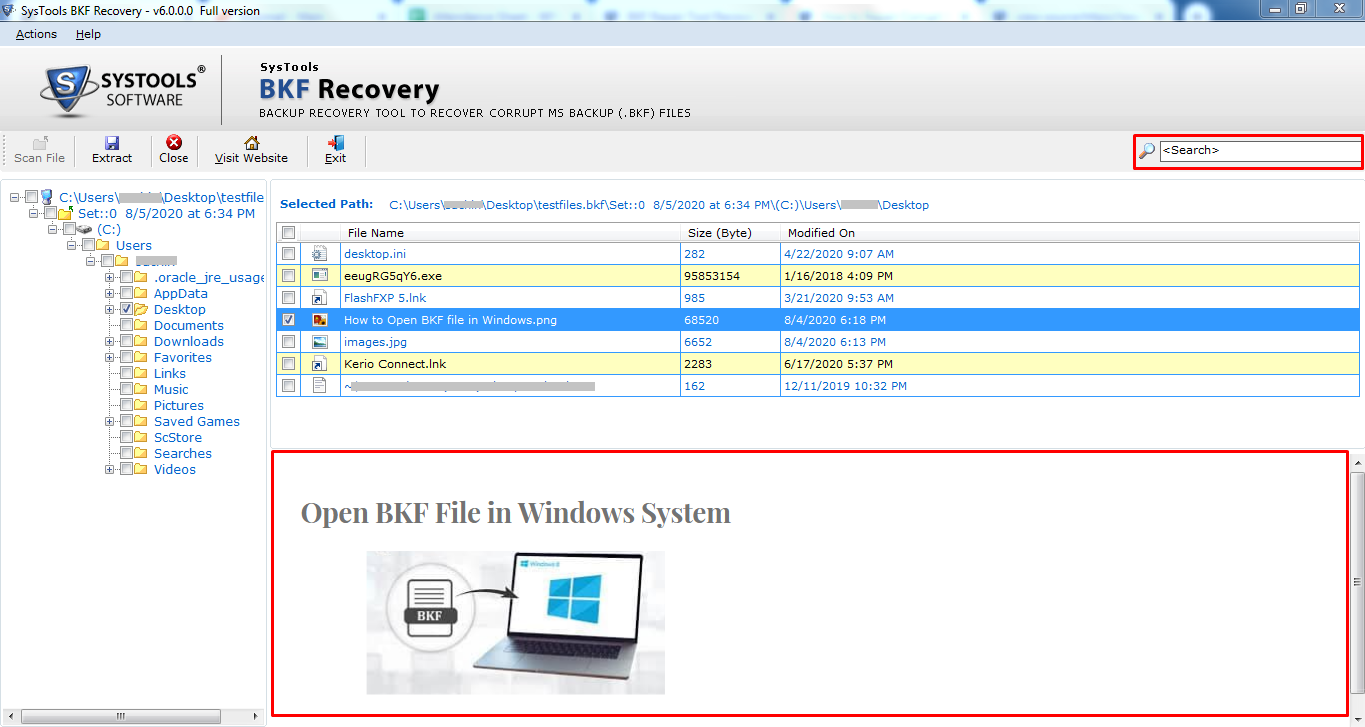 recovered BKF files