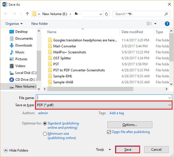 outlook download email as pdf