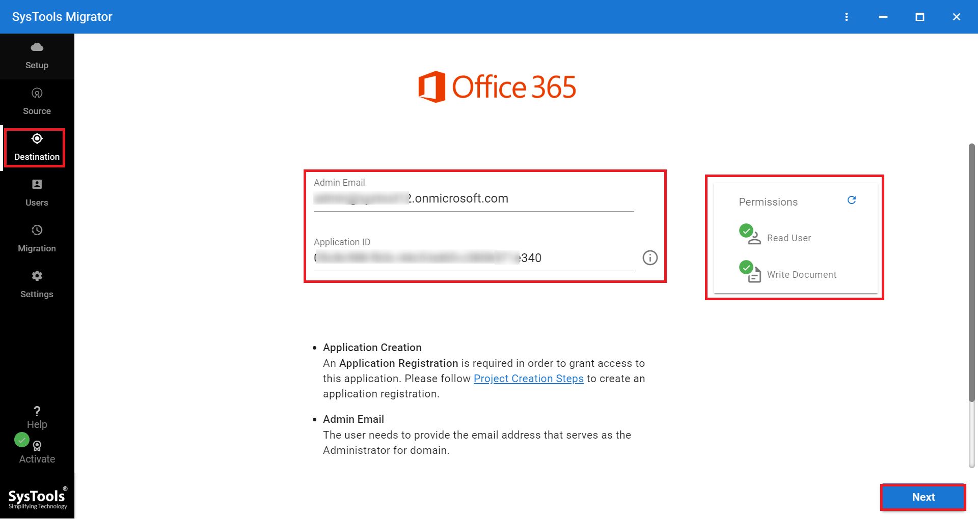 enter the destination office id