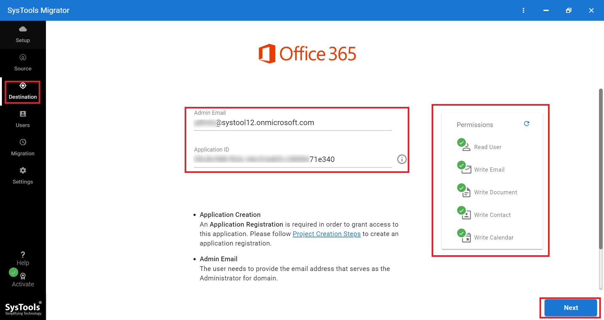 office 365 destination