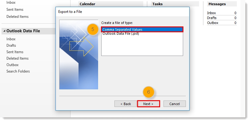 comma values separated (CSV)