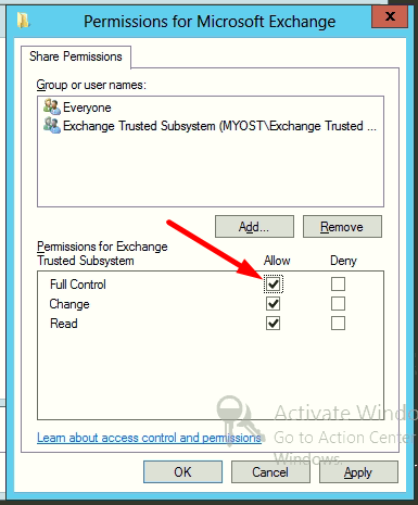 Permissions for Microsoft Exchange