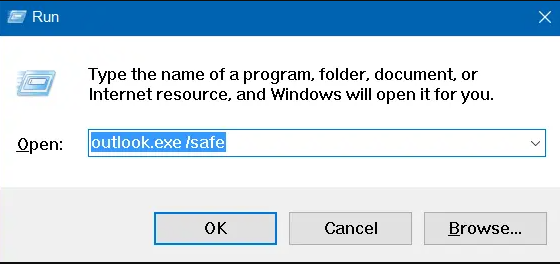 open outlook in safe mode