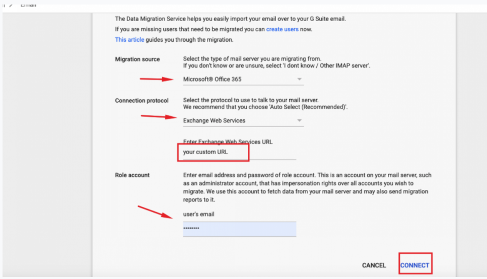 fill in migration details