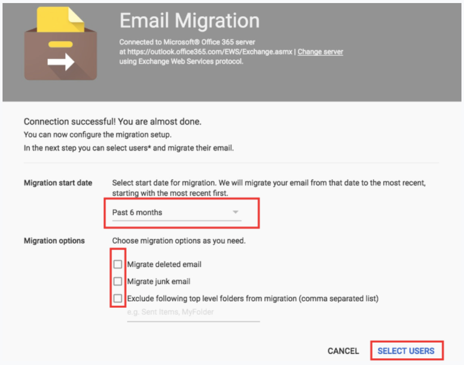 select migration options