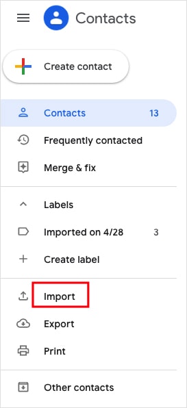 Click Import options