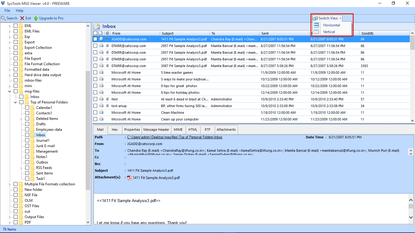 open MSG files with Outlook