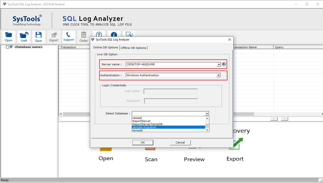 online db option