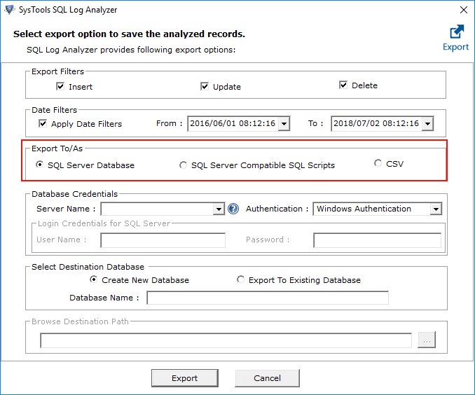 multiple export option