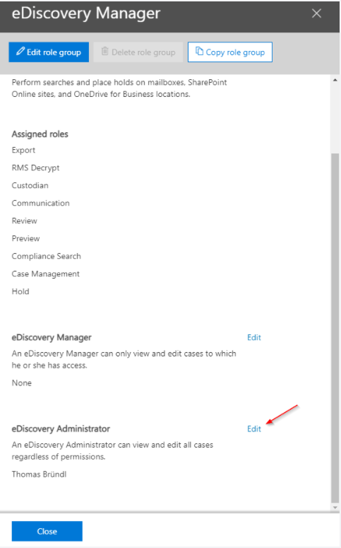 edit ediscovery administrator to export office 365 mailbox to pst file format