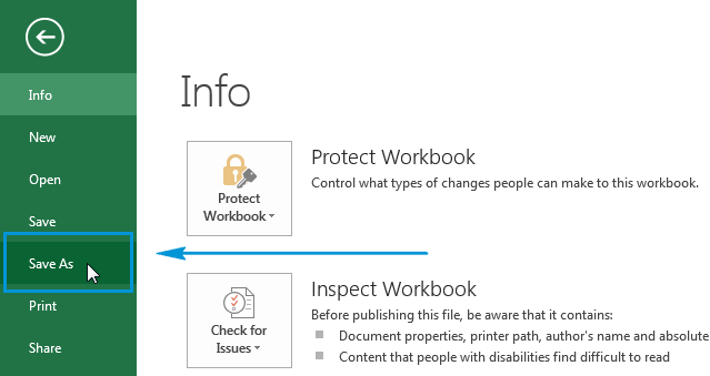 Save Excel file