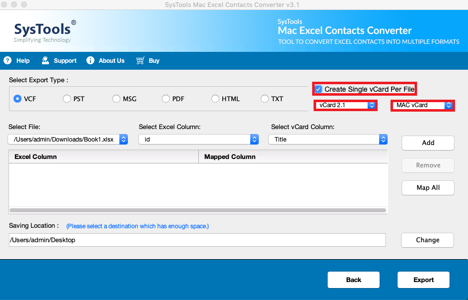 csv to vcard mac