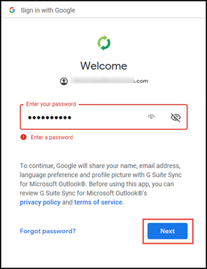 enter google workspace password