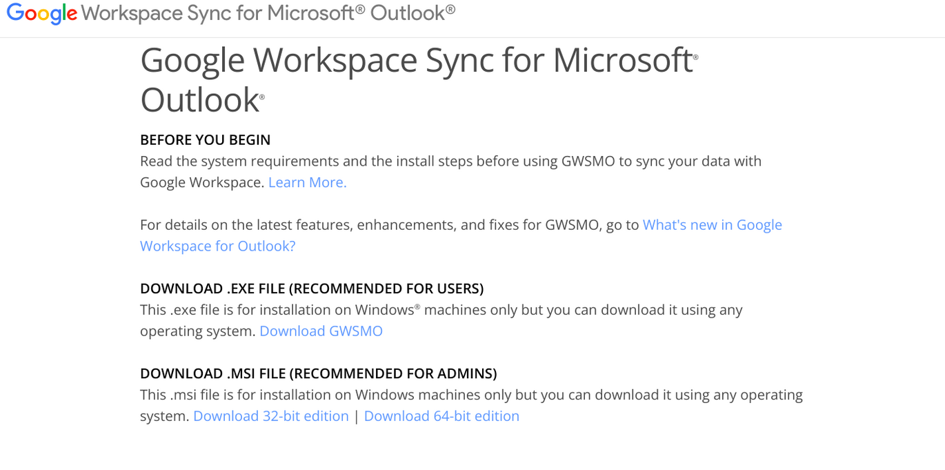 google workspace sync with microsoft outlook