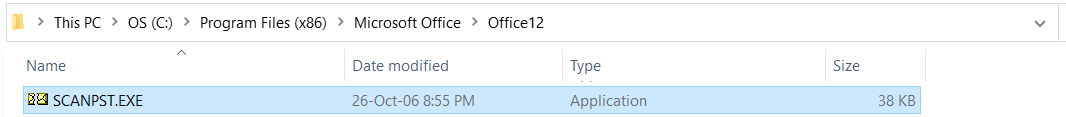 scanpst.exe location