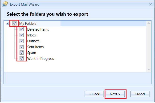 select mailcopa folders