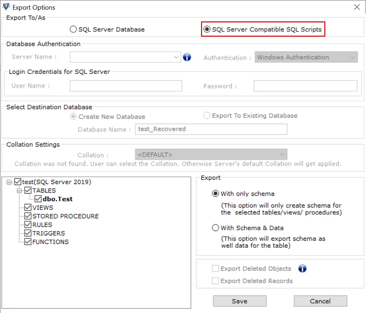 select sql scripts file