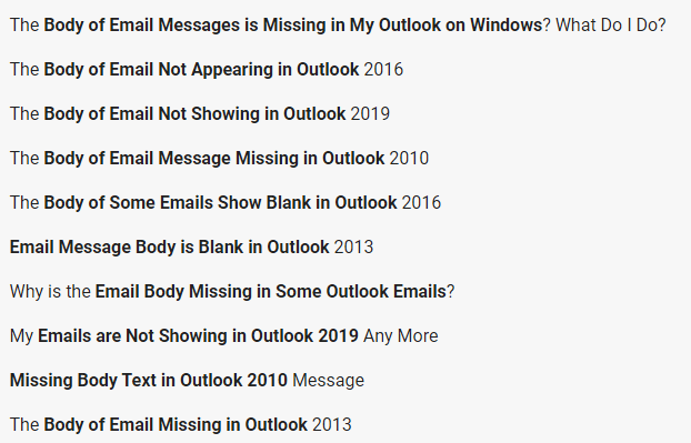 email message body is blank in outlook