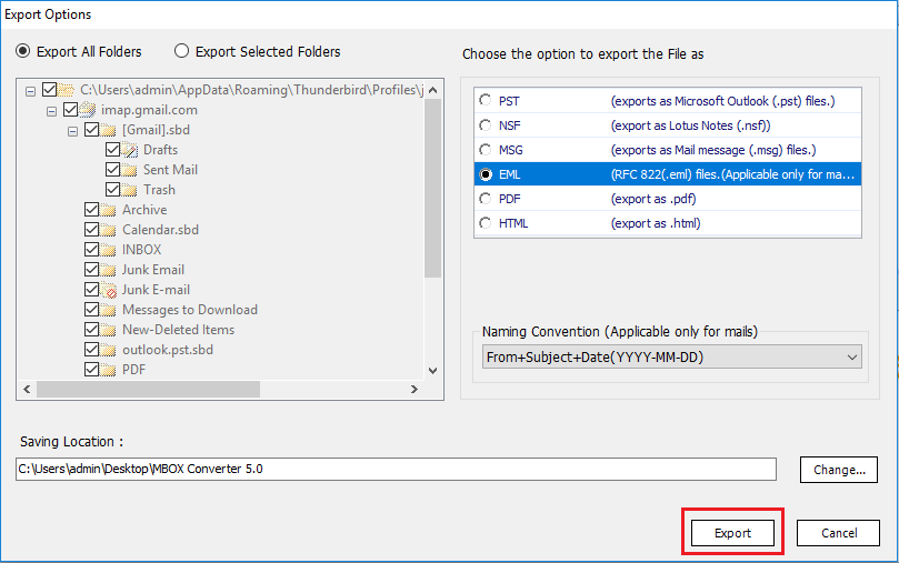 export to start splitting