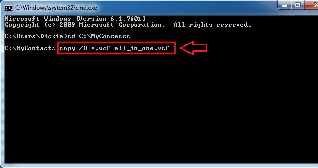 copy all vcf file into one